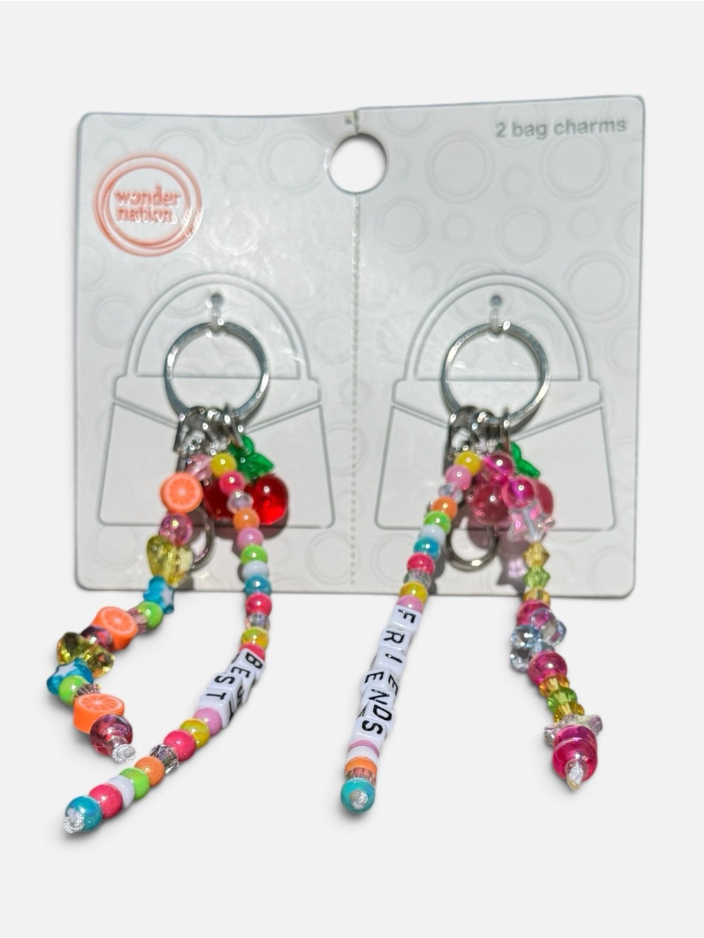 NWT 2pc Best friend's Fruit Letter Beaded  Keychain